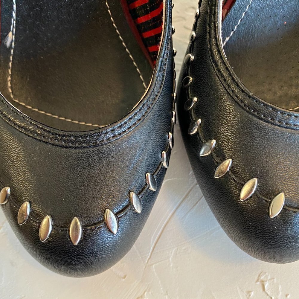 T.u.k. Black Metal Stitch Studded Gothic Rock Sky High 4" Heels - Picture 9 of 10